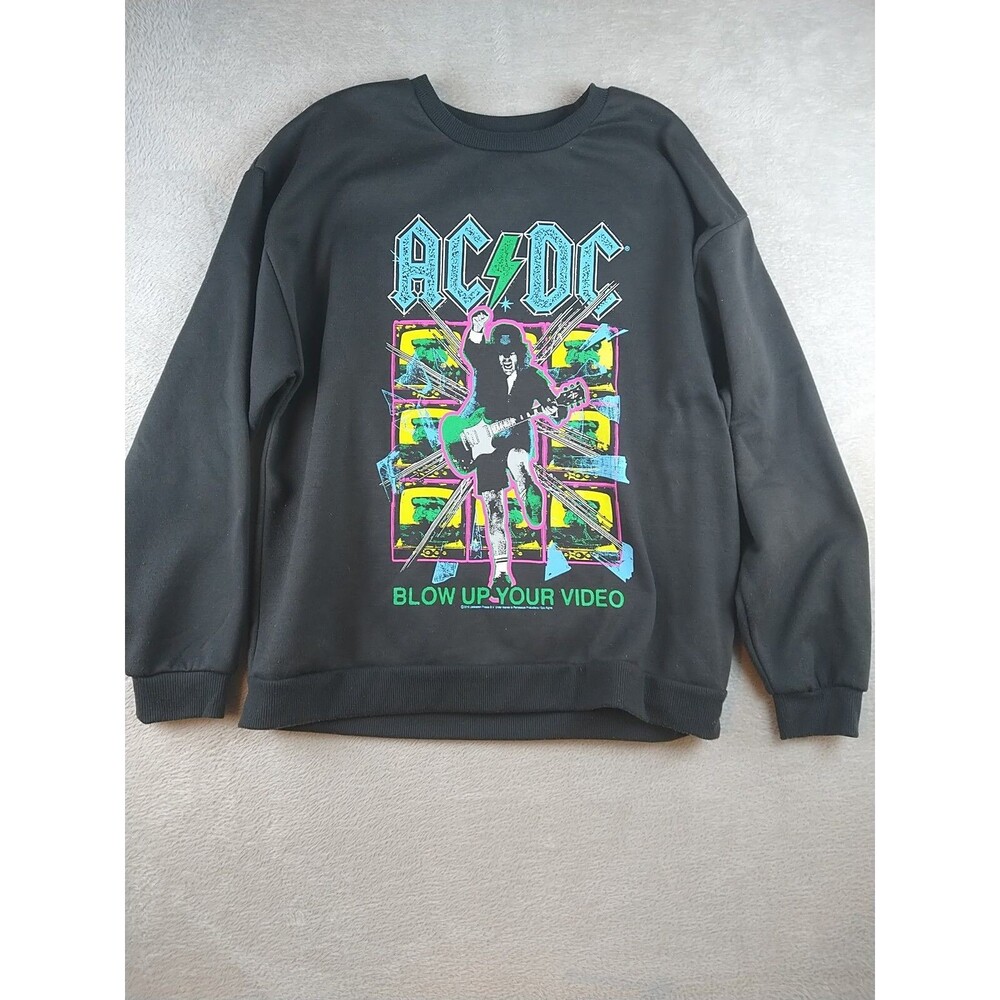 AC/DC Sweatshirt Adult Large - Black Blow Up Your Video Crewneck 2016 Pullover - Picture 4 of 12